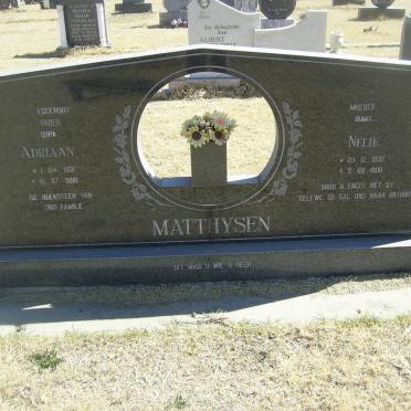 MATTHYSEN Adriaan 1931-1998 &amp; Nelie 1932-1998