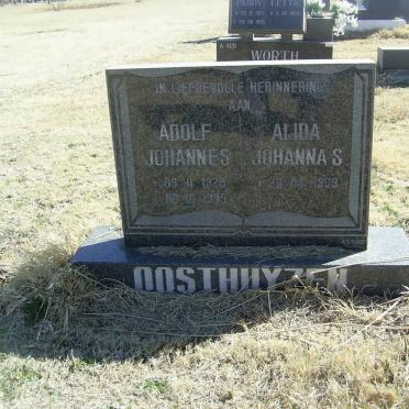 OOSTHUIZEN Adolf Johannes 1929-1995 &amp; Alida Johanna S. 1939-