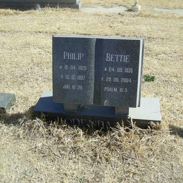 ODENDAAL Philip 1929-1997 &amp; Bettie 1936-2004