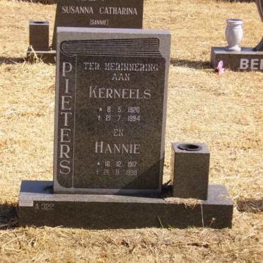 PIETERS Kerneels 1920-1994 &amp; Hannie 1917-1998