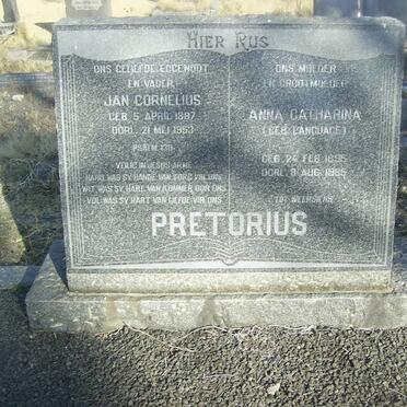 PRETORIUS Jan Cornelius 1887-1953 &amp; Anna Catharina LANGUAGE 1895-1985