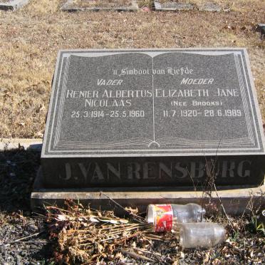 RENSBURG Renier Albertus Nicolaas, J.v. 1914-1960 &amp; Elizabeth Jane BROOKS 1920-1989