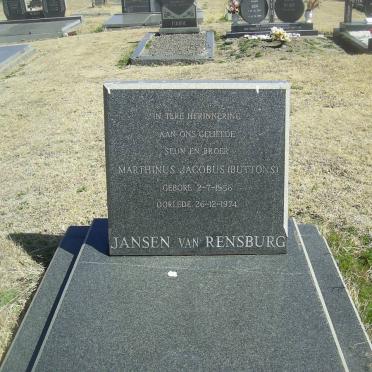 RENSBURG Marthinus Jacobus, Jansen van 1956-1974