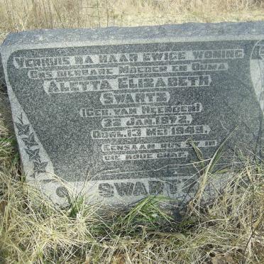 SWARTZ Aletta Elizabeth nee VAN HEERDEN 1872-1949