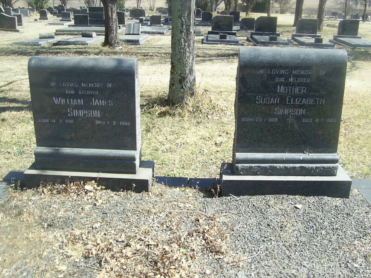 SIMPSON William James 1912-1966 &amp; Susan Elizabeth 1889-1980
