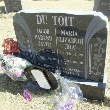 TOIT Jacob Barend, du 1925-2001 &amp; Maria Elizabeth 1924-2004