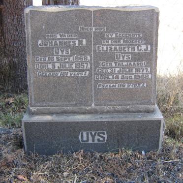 UYS Johannes N. 1868-1957 &amp; Elizabeth C.J. TALJAARD 1877-1948