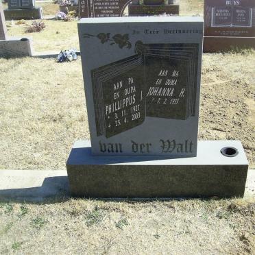 WALT Phillippus J., van der 1927-2003 &amp; Johanna H. 1933-