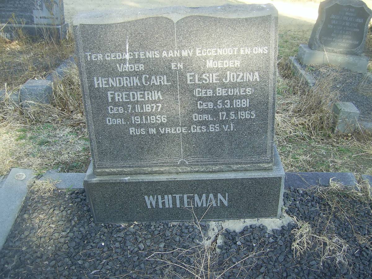WHITEMAN Hendrik Carl Frederik 1877-1956 &amp; Elsie Jozina BEUKES 1881-1965