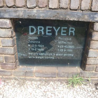 DREYER Philippus Wilhelmus 1920-1989 &amp; Jacoba Johanna 1934-1988