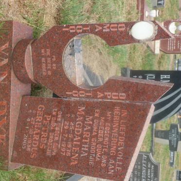 DYK Petrus Gerhardus, van 1936-2005 &amp; Martha Magdalena 1936-1997