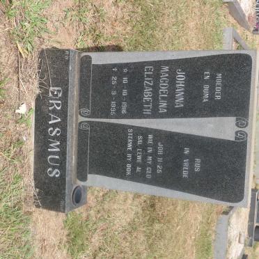 ERASMUS Johanna Magdelina Elizabeth 1916-1995