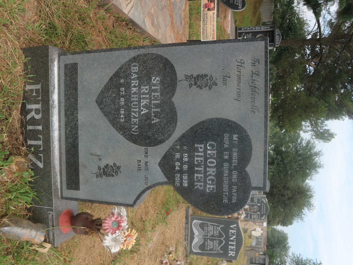 FRITZ George Pieter 1939-2012 &amp; Stella Rika BARKHUIZEN 1943-