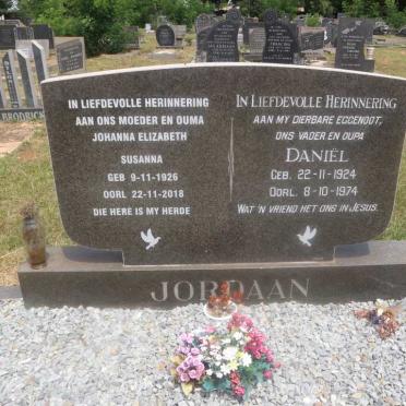 JORDAAN Daniel 1924-1974 &amp; Johanna Elizabeth Susanna 1926-2018