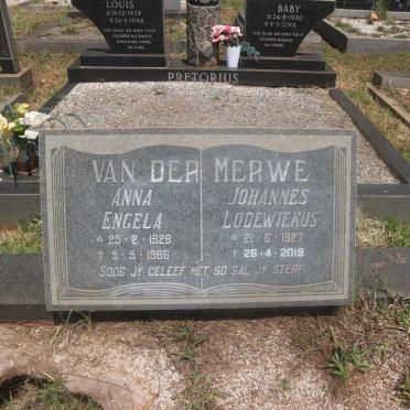 MERWE Johannes Lodewiekus, van der 1927-2019 &amp; Anna Engela 1928-1986