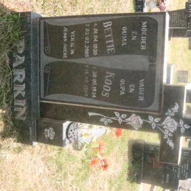 PARKIN Koos 1934-2008 &amp; Bettie 1939-2005