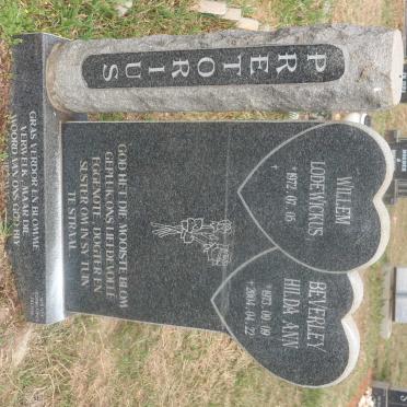 PRETORIUS Willem Lodewickus 1972- &amp; Beverley Hilda Ann 1973-2004