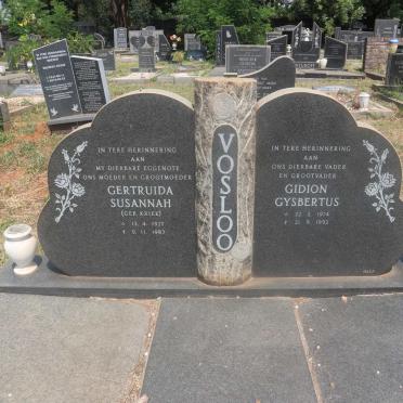 VOSLOO Gidion Gysbertus 1914-1992 &amp; Gertruida Susannah KRIEK 1927-1983
