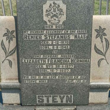 STEYN Renier Stefanus 1870-1942 & Elizabeth Francina Hermina UYS 1877-1957