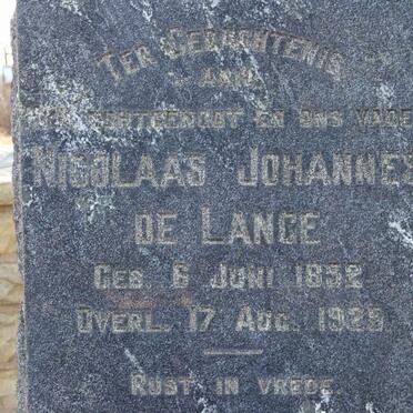 LANGE Nicolaas Johannes, de 1852-1925