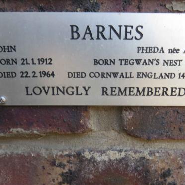 BARNES John 1912-1964 &amp; Pheda ALLISON 1914-2005