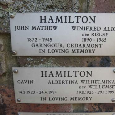 HAMILTON John Mathew 1872-1945 &amp; Winifred Alice RISLEY 1890-1965