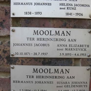 MOOLMAN Johannes Jacobus 1871-1937 &amp; Anna Elizabeth MARNEVICK 1893-1953