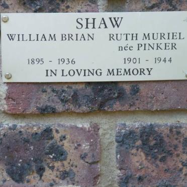 SHAW William Brian 1895-1936 &amp; Ruth Muriel PINKER 1901-1944