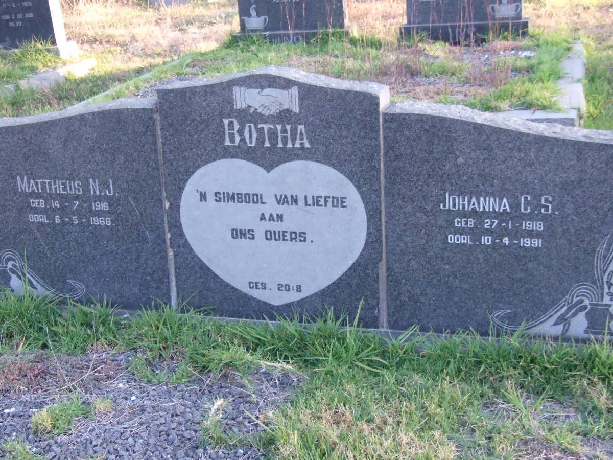 BOTHA Mattheus N.J. 1916-1966 &amp; Johanna C.S. 1918-1991