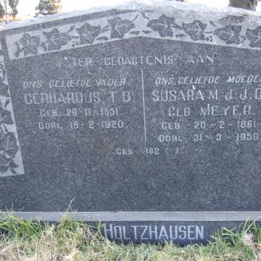 HOLTZHAUSEN Gerhardus T.B. 1851-1920 &amp; Susara M.J.J.D. MEYER 1861-1950