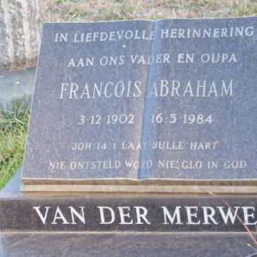 MERWE Francois Abraham, van der 1902-1984