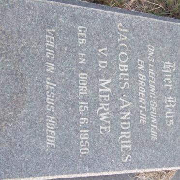 MERWE Jacobus Andries, v.d. 1950-1950