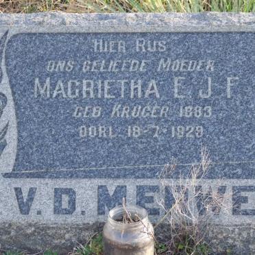 MERWE Magrietha E.J.F., v.d. nee KRUGER 1883-1929