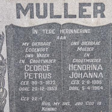 MULLER George Petrus 1873-1959 &amp; Hendrina Johanna 1885-1964