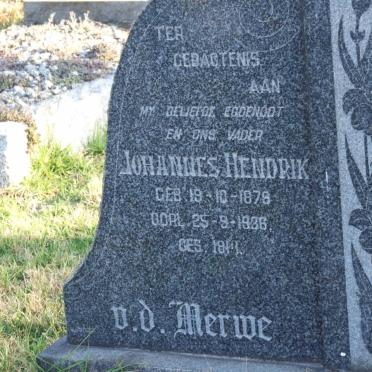 MERWE Johannes Hendrik, v.d. 1879-1936