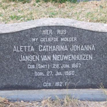 NIEUWENHUIZEN Aletta Catharina Johanna, Jansen van nee SMIT 1867-1950