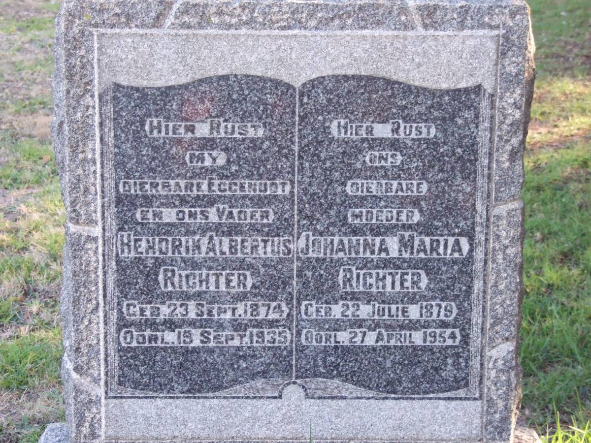 RICHTER Hendrik Albertus 1874-1935 &amp; Johanna Maria 1879-1954