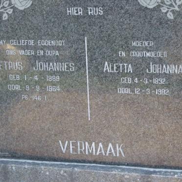 VERMAAK Petrus Johannes 1889-1964 &amp; Aletta Johanna 1892-1982