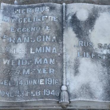 WEIDEMAN Franscina Wilhelmina nee MEYER 1916-1940