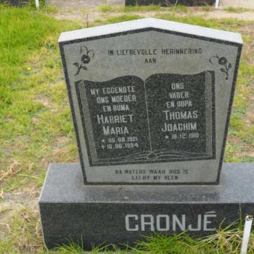 CRONJÉ Thomas Joachim 1910- &amp; Harriet Maria 1921-1994