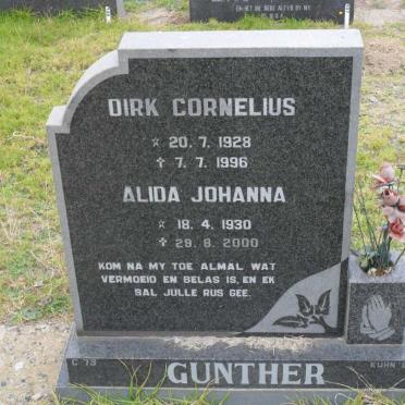 GUNTHER Dirk Cornelius 1928-1996 &amp; Alida Johanna 1930-2000