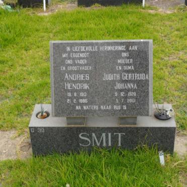 SMIT Andries Hendrik 1913-1995 &amp; Judith Gertruida Johanna 1920-2001
