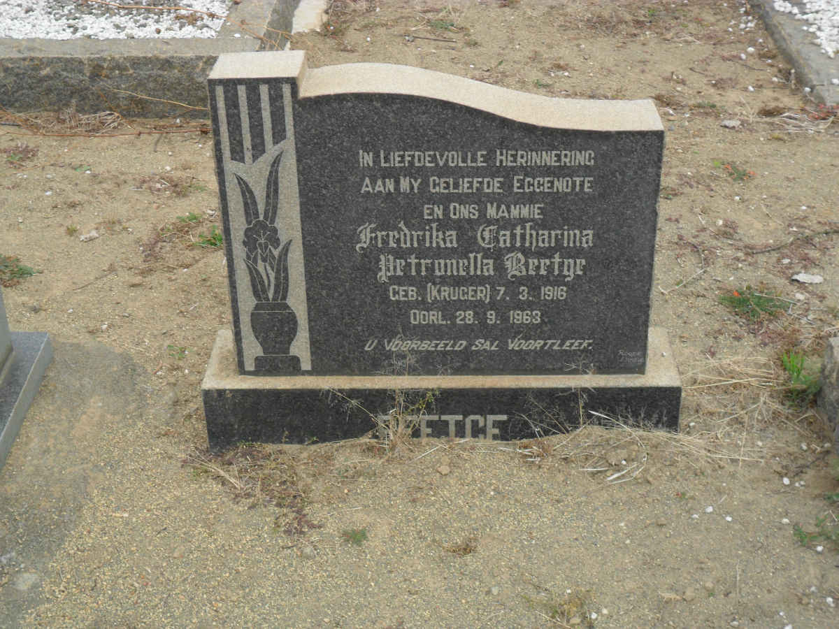 BEETGE Fredrika Catharina Petronella nee KRUGER 1916-1963