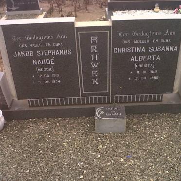 BRUWER Jakob Stephanus Naudé 1919-1974 &amp; Christina Susanna Alberta 1919-1985