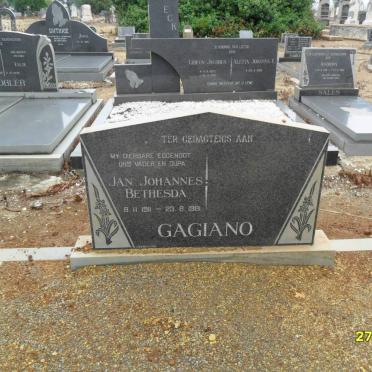 GAGIANO Jan Johannes Bethesda 1911-1981
