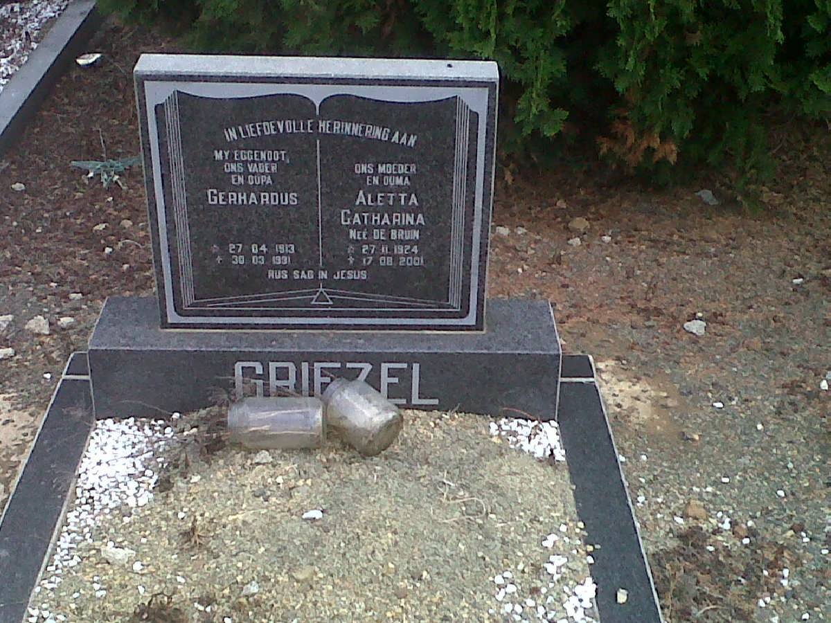 GRIEZEL Gerhardus 1913-1991 &amp; Aletta Catharina DE BRUIN 1924-2001
