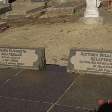 HELLFERSCEË Alttden William John 1840-1924 &amp; Maria Elizabeth BOTHA 1866-1948