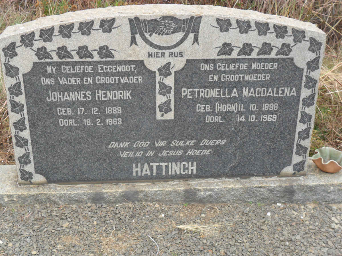 HATTINGH Johannes Hendrik 1889-1963 &amp; Petronella Magdalena HORN 1898-1969
