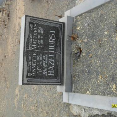HAZELHURST Mattheus 1909-2005 &amp; Annette 1910-1993