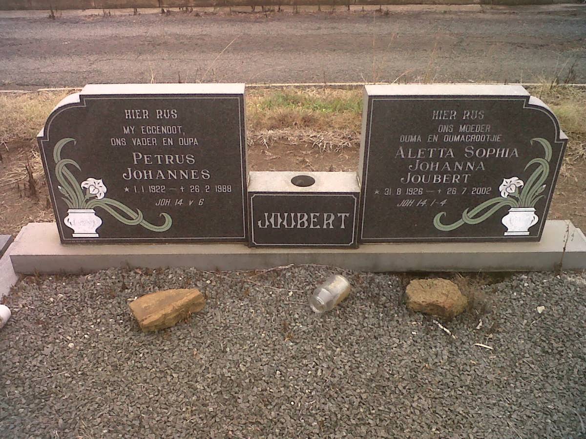 JOUBERT Petrus Johannes 1922-1988 &amp; Aletta Sophia Johanna 1926-2002